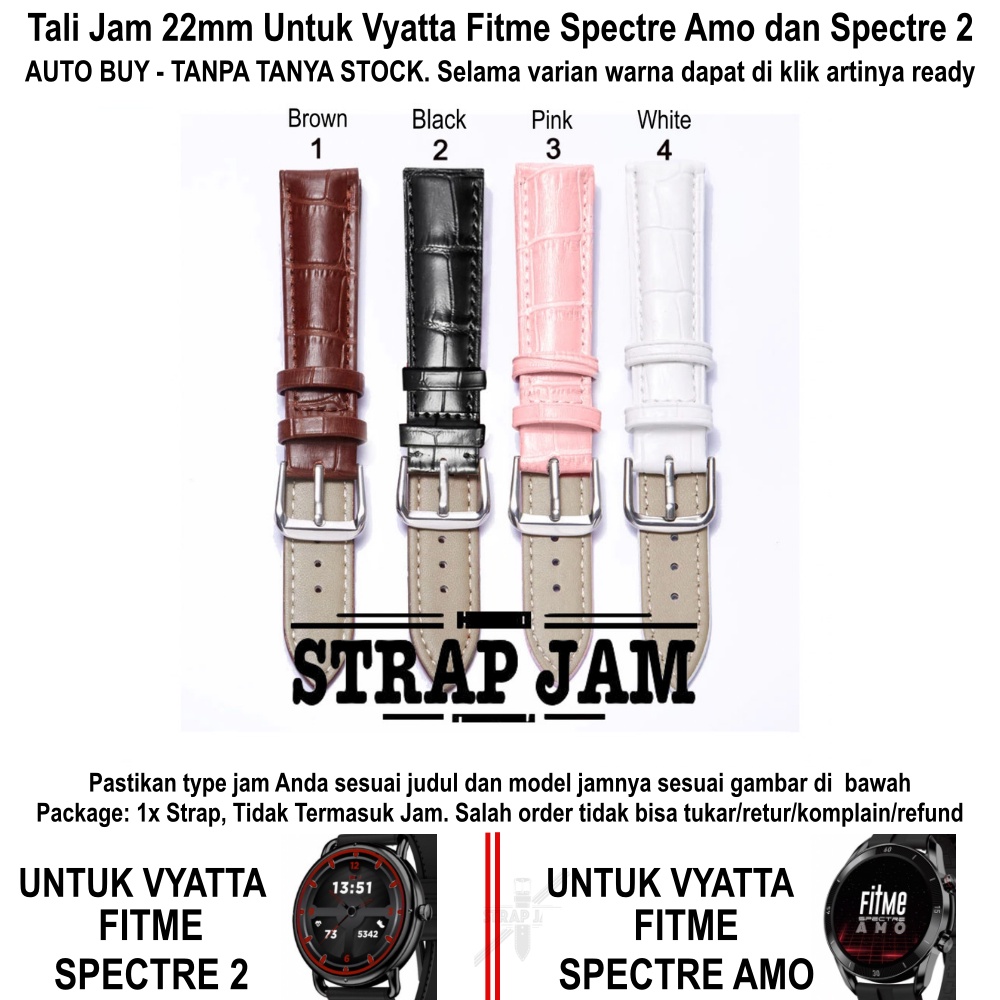 Tali Jam Vyatta Fitme Spectre 2 / Amo - Strap 22mm Leather Kulit Crocodile Texture