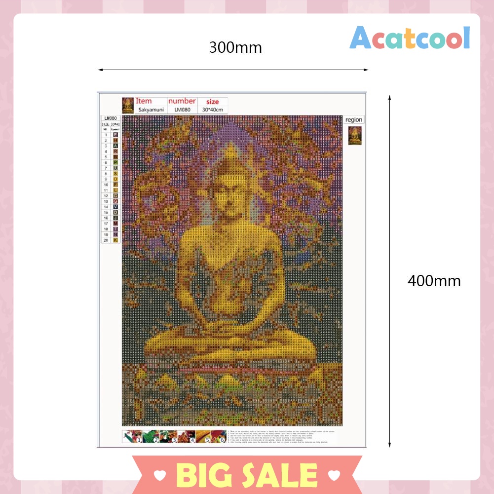 5D DIY Full Drill Diamond Painting Buddha Cross Stitch Mosaic Craft Kit