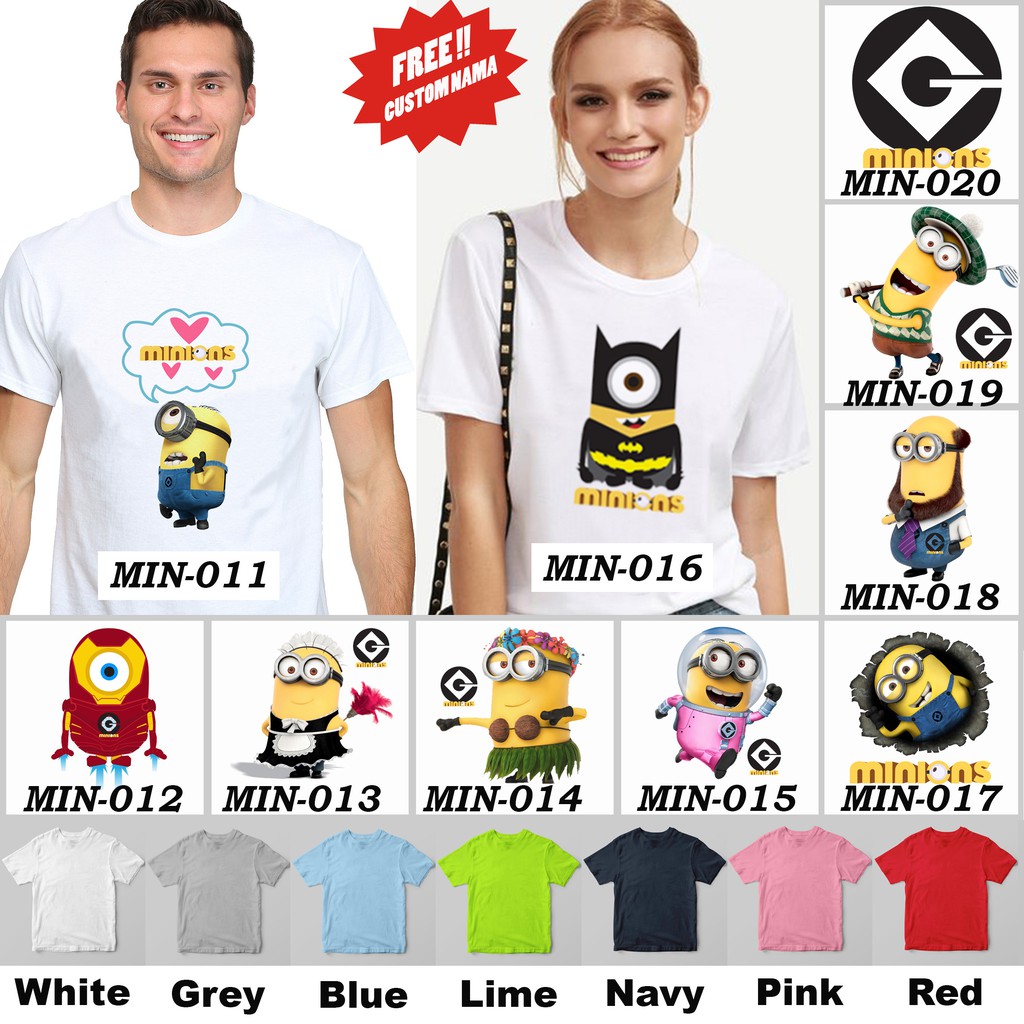 [FREE NAMA !!] Kaos Dewasa / Baju Minion Despicable Me 100% COTTON PREMIUM