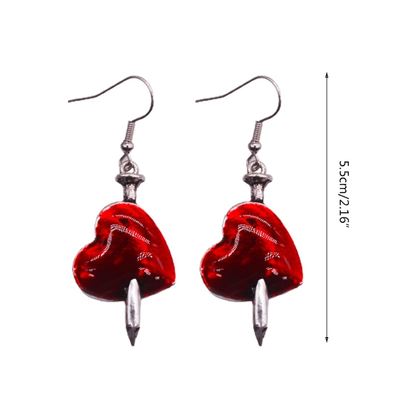 SIY  Goth Dark Sword Drop Earrings Wounded Heart Red Oil Drip Halloween Party Earrings for Women Fashion Jewelry Gifts