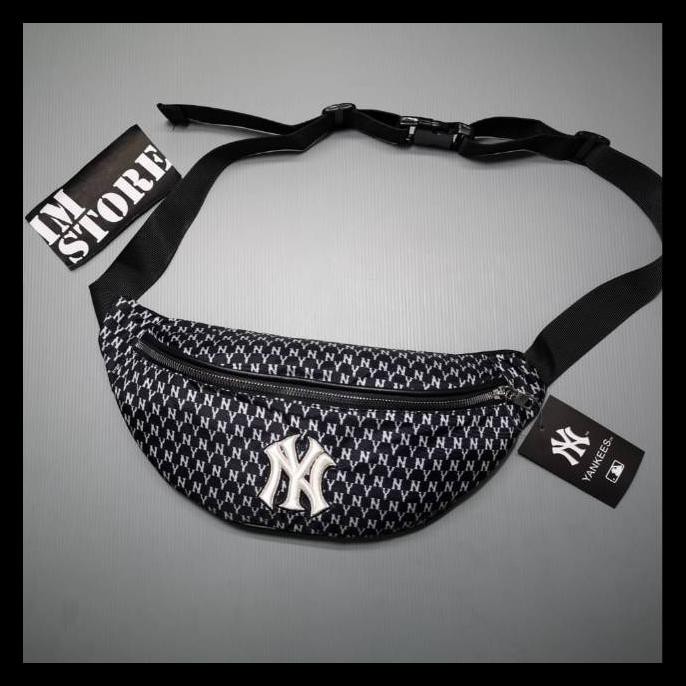 {BISA COD} MLB NY Yankees monogram waist bag black 02 EKSLUSIF Kode 106