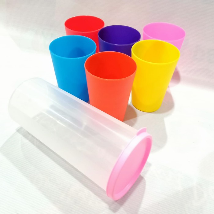 PROMO GELAS  PELANGI GELAS  PLASTIK  RAINBOW PICNIC CUP SET 