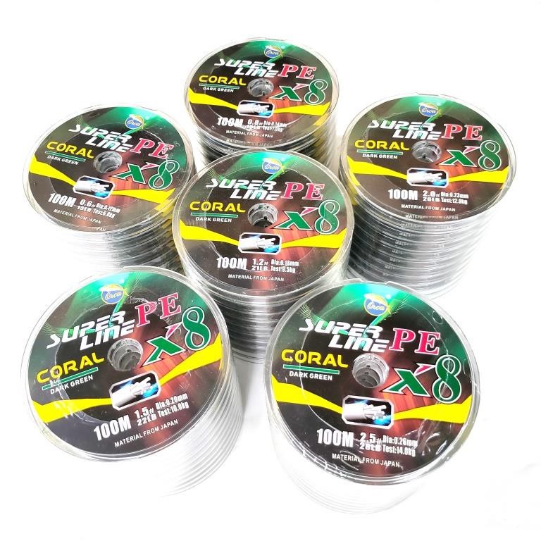 Senar Pancing PE Orca Coral X8  100 Meter Connecting Nyambung COD Warna Hijau
