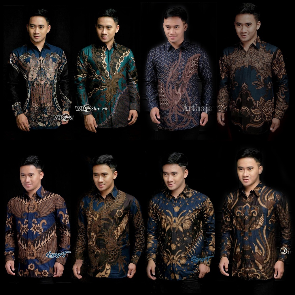 (SERBA BIRU) Kemeja Batik Atasan Pria Lengan Panjang Ukuran M L XL XXL kualitas mall premium