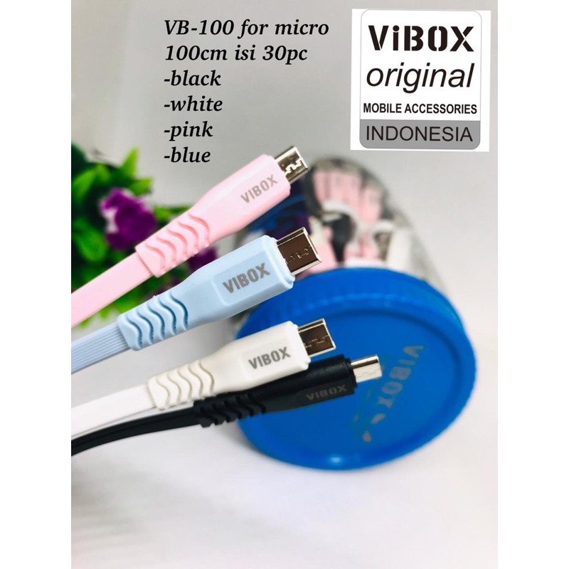 GROSIR ~ 1TOPLES ISI 30PCS KABEL DATA VIBOX VB100 ORIGINAL QUALCOMM 3.0 MICRO TYPE C