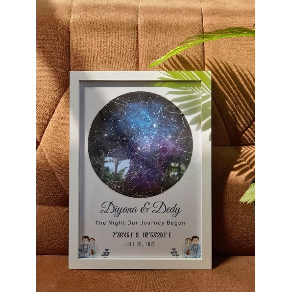 Kado Custom Star Map (21x30 cm A4) - Kado Pernikahan Wisuda Anniversary