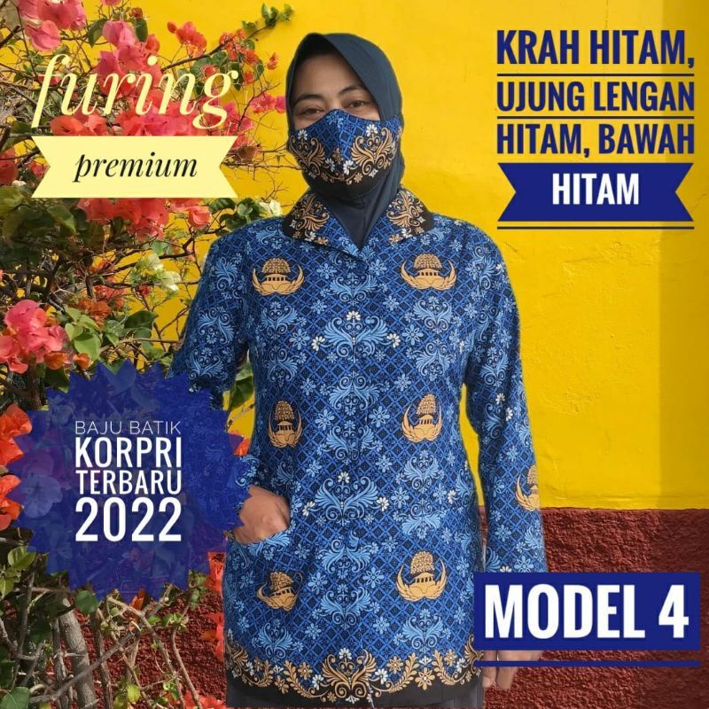 seragam batik korpri model 4 dan 5 Krah hitam terbaru termurah