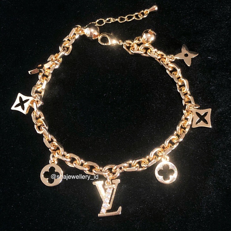 Gelang Tangan Titanium Lapis emas 18k