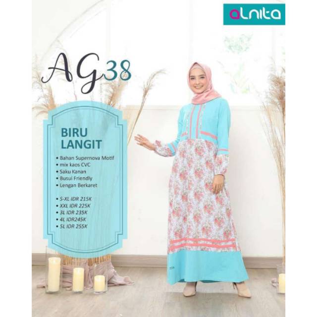 Gamis Alnita Ag 38 Biru Langit
