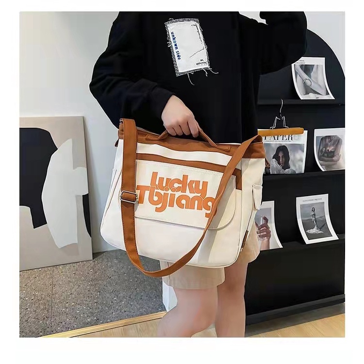 BJ64223 - BEIGE/BLACK/BROWN/KHAKI - TAS JINJING TOTEBAG HANDBAG SLEMPANG SERBAGUNA WANITA FASHION IMPORT MODIS ELEGAN TERMURAH TERLARIS TERBARU BAGSTORE JAKARTA TAS BATAM ZC4223