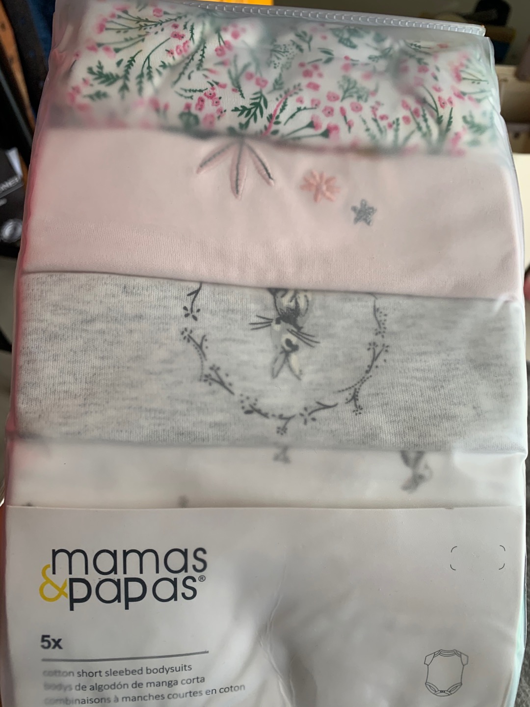 Mamas Papas Set isi 5pcs Short Sleeves Romper / Jumper J. Flower