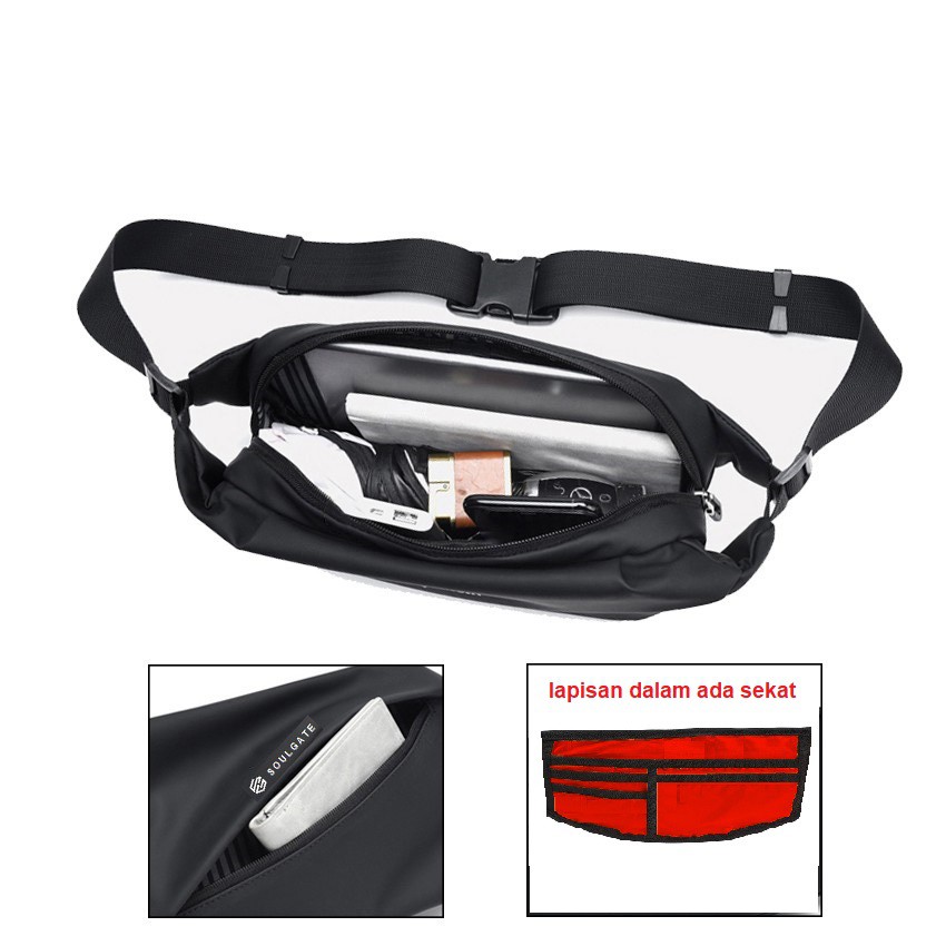 Waistbag Soulgate pria exer bisa bolak balik PUSHOP AUTHENTIC