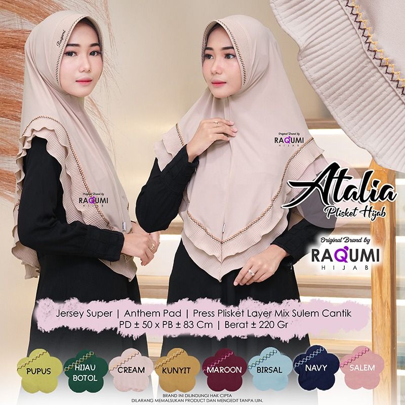 Bergo ATALIA Plisket Ori RAQUMI Hijab