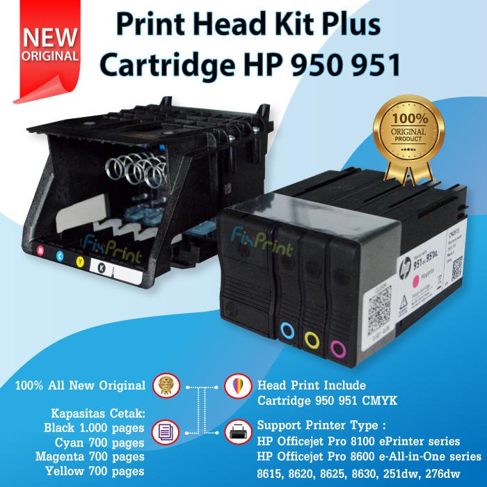 Print Head Printer HP Officejet Pro 8100 8600 8610 8620 CR326A Printhead Kit Cartridge Tinta 950 951