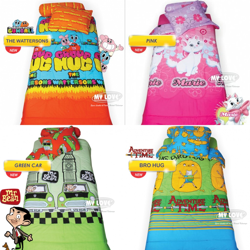 Sprei My Love Motif Anak/Kids Cartoon Network & Disney & Bola - Ukuran 100x200
