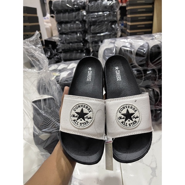 SANDAL PRIA WANITA SLOP|SLIDE CONVERSE BLACK WHITE FREE PAPERBACK