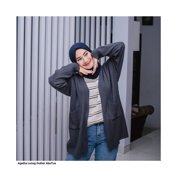 Loocy cardy rajut cardigan rajut loocy-DARK GREY