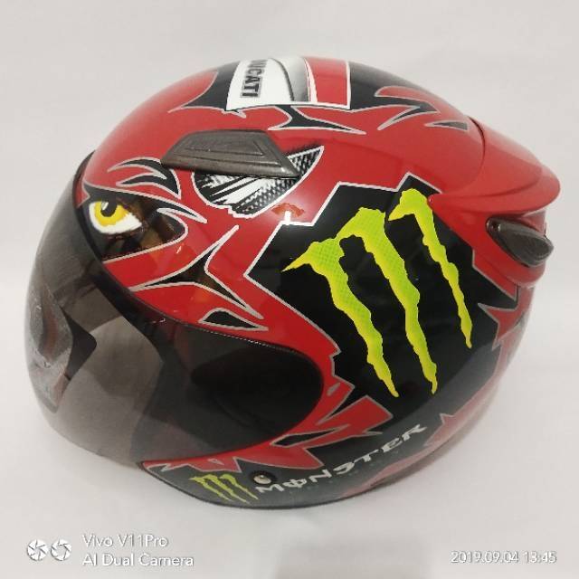 Helm Half Face Moto GP diablo Merah Ferari