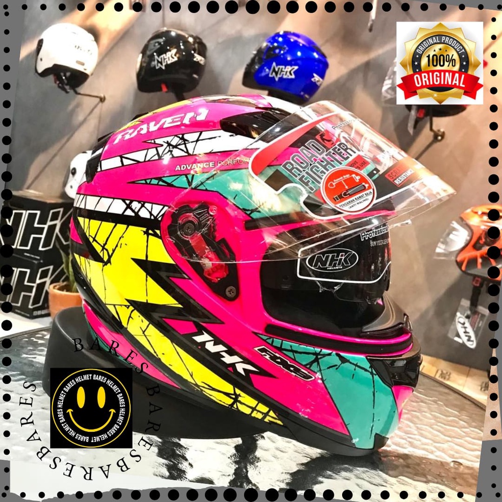 Helm Nhk Rx9 Raven Pink Fluo Tosca Yellow Full Face Double Visor