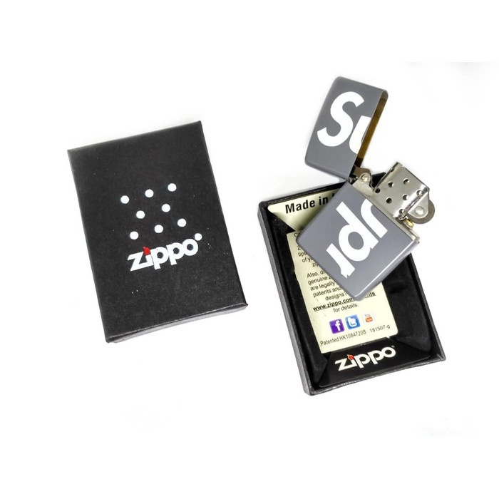 Paket Lengkap Korek Zippo Abu-Abu Matte Supreme plus minyak kapas batu sumbu karet tutup zippo