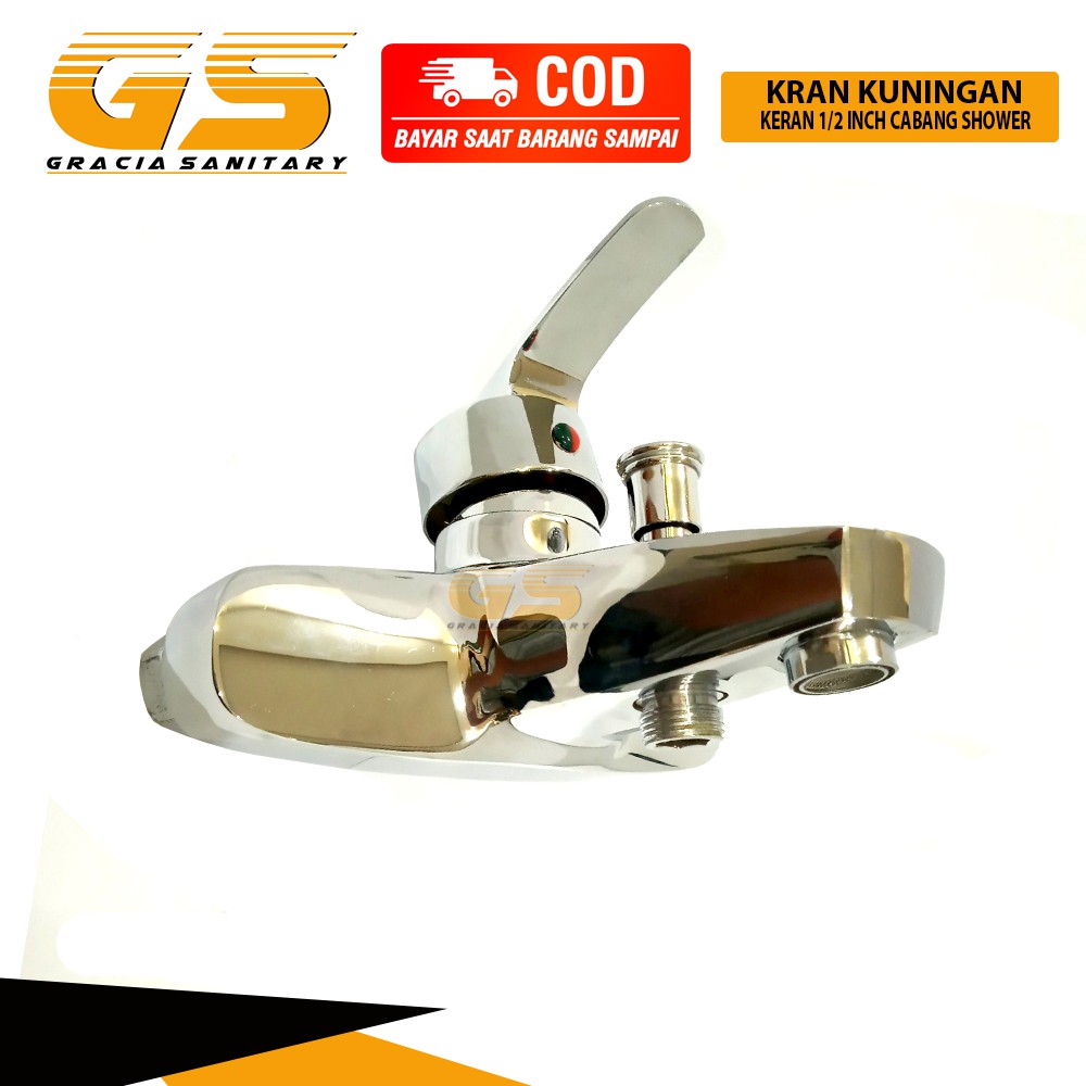 Kran Shower Keran Kamar Mandi Bathtub Mixer Air Panas Dingin Keran 2 Cabang Kuningan