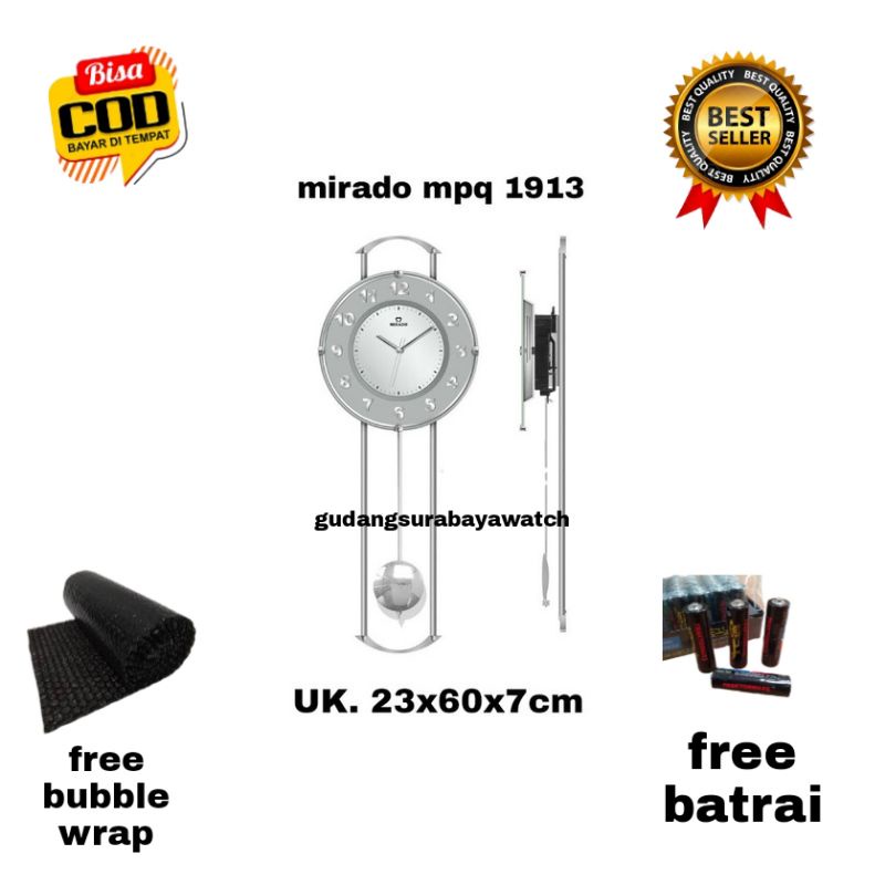 jam dinding mirado MPQ 1913 bandul