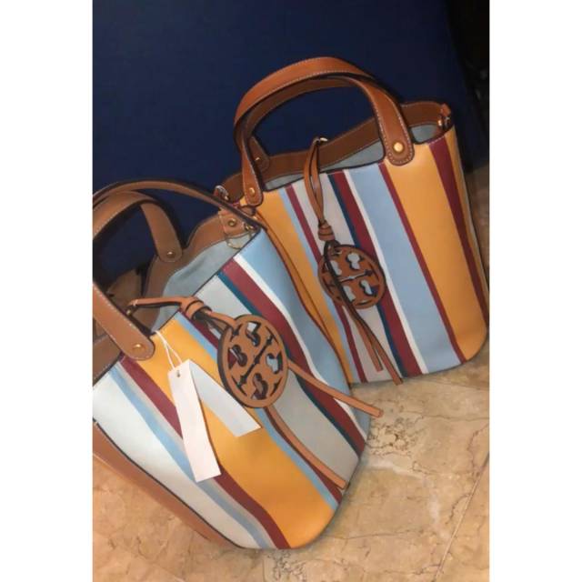 Tory Burch Miller Strip Bucket Bag tas selempang crossbody bag original authentic asli rainbow