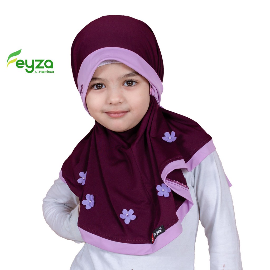 Jilbab Instan Anak Feyza Estiana | Hijab Instan Non Pad Anak Lucu kerudung Instan Anak 3 - 4 Tahun