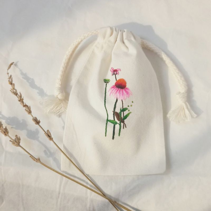 

pouch lukis mini pink daisy