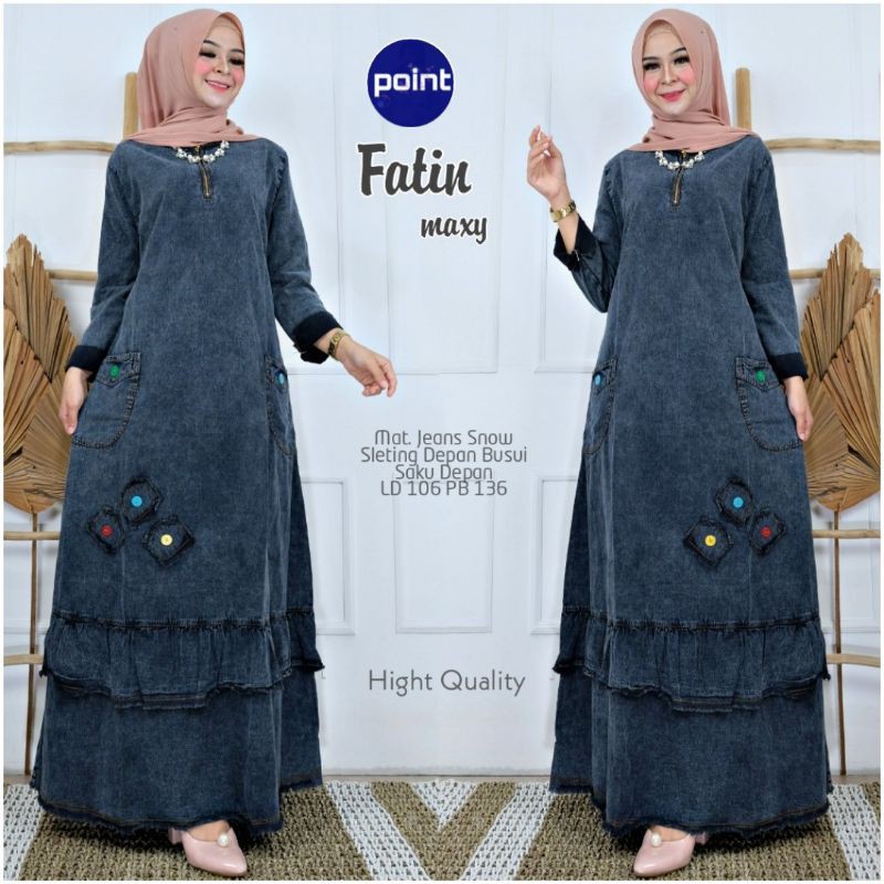 Fatin Maxy Jeans - Gamis Jeans - Gamis Denim - Gamis Busui