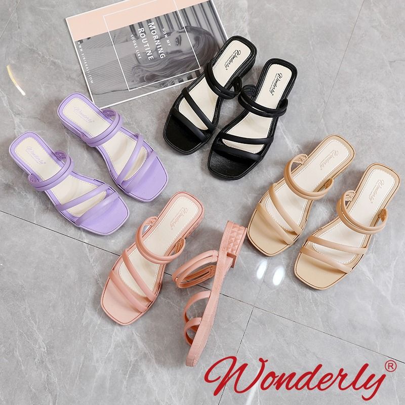 713-1 [WONDERLY] Sandal Sepatu Wedges Wanita Sandal Slop Jelly Karet Sandal Jelly Import Tawana Sandal Kekinian Sandal Jalan Wanita Sandal Hak 3cm