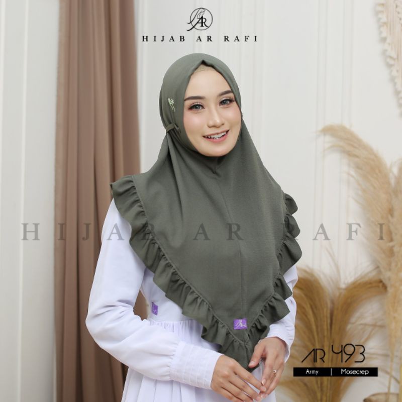 HIJAB AR RAFI | AR 493 HIJAB INSTAN TALI (Anniha Collection)-Army