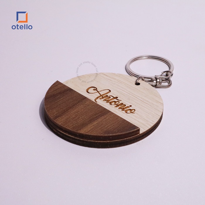 Gantungan Kunci Kayu Double Wooden Custom Nama Keychain Ganci Keyring Keren Otello