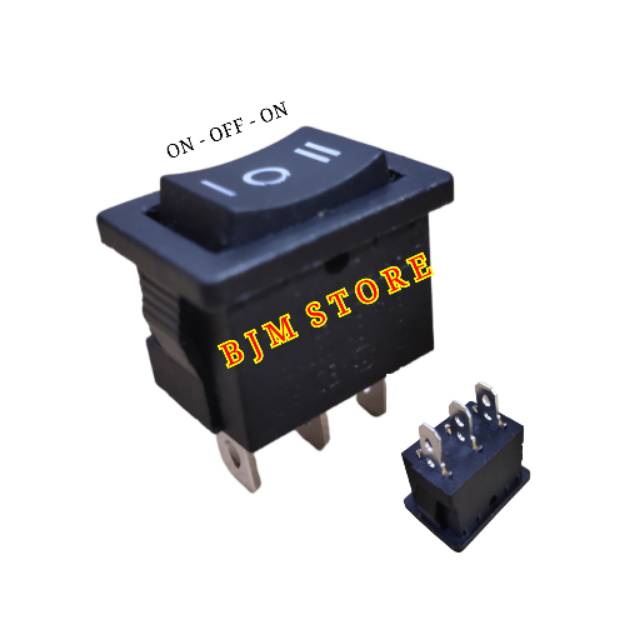 Saklar Switch ON-OFF-ON 3Pin - Switch Hitam on off on 3 Kaki