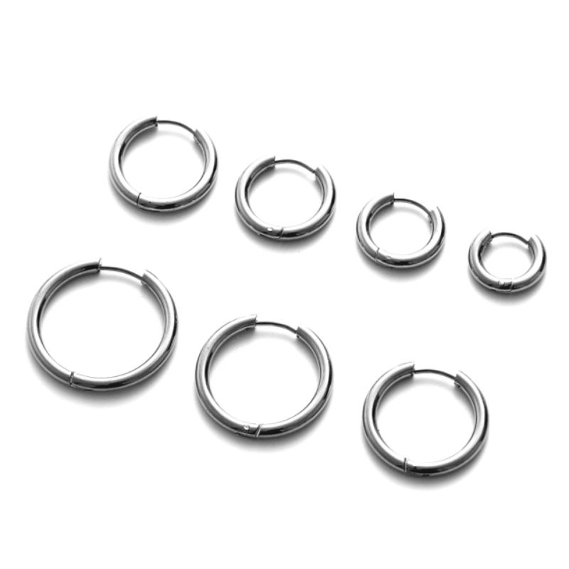 Anting hoop korea untuk wanita bahan titanium anti karat