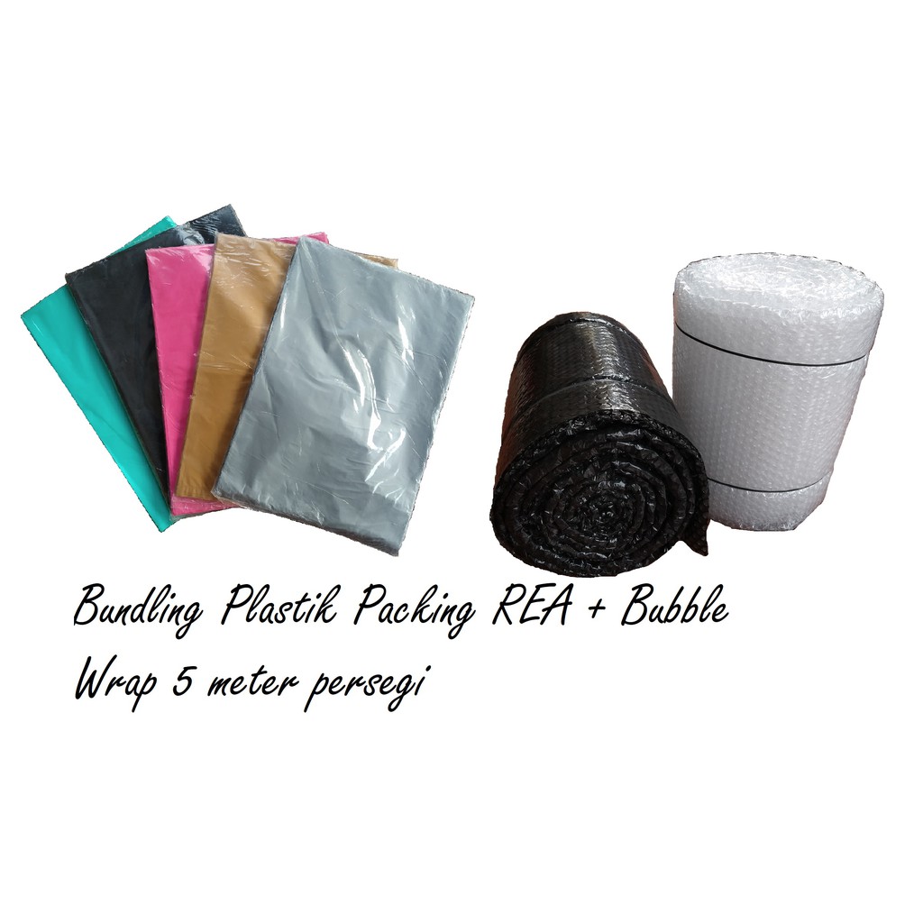 Paket bundling plastik HD tanpa plong REA silver 25x35 + bubble wrap 4m x 1.25m