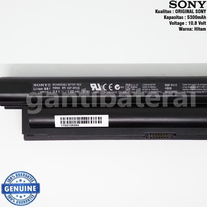 Original Baterai SONY VAIO VGP-BPS26 VGP-BPS26A VGP-BPL26 C CA PCG SVE