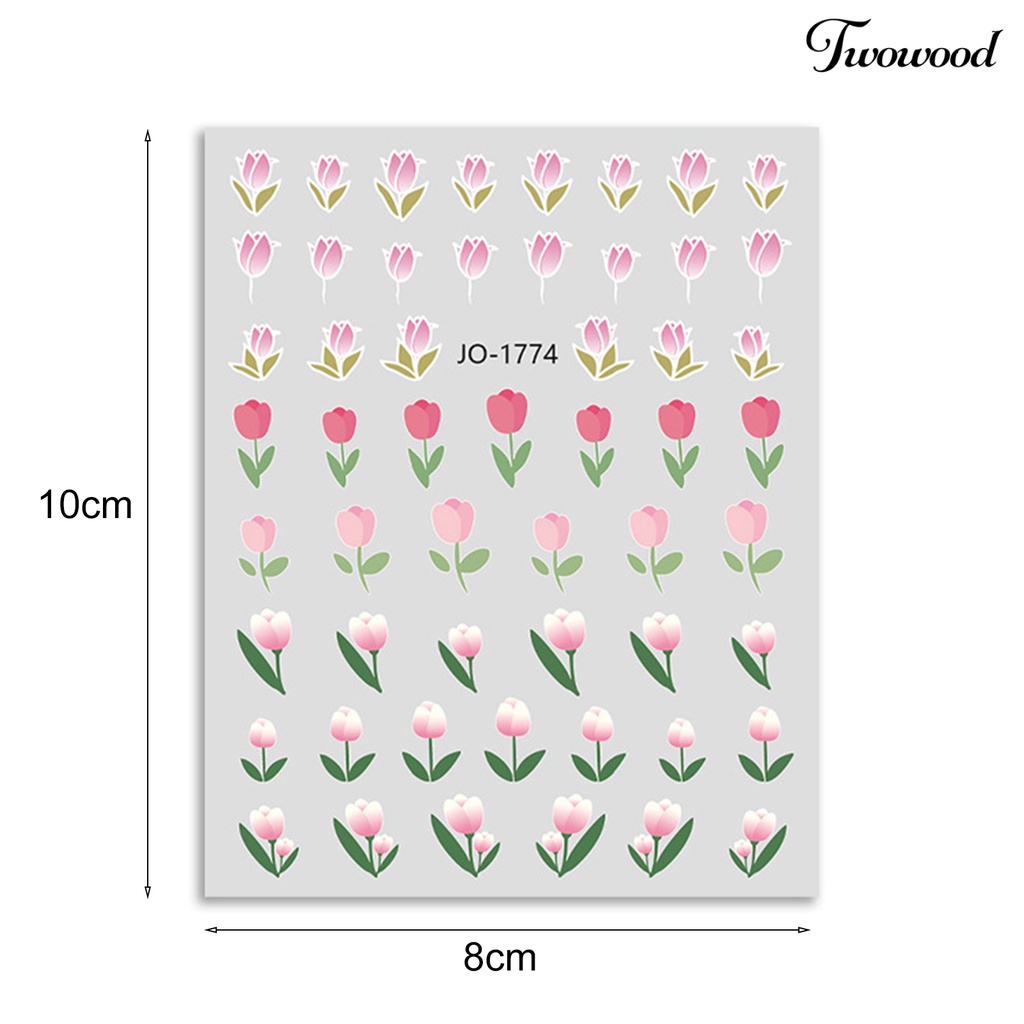 Twowood Stiker Kuku Motif Bunga Tulip Untuk Nail Art DIY