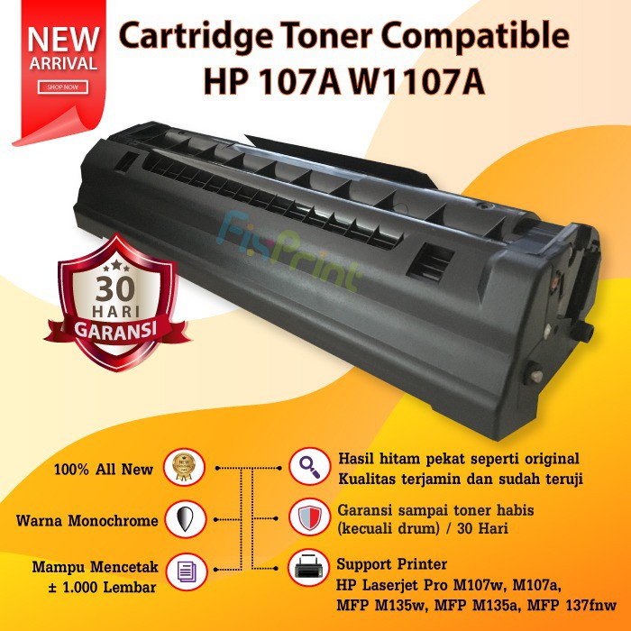 Cartridge Toner HP 107A W1107A Printer Laserjet 107 MFP 135 137 non Original