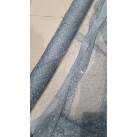 Kain Tile Salju Bintang Tille Dot TULLE SNOW FLAKES Kain Kebaya Brokat Tile-Dusty Blue