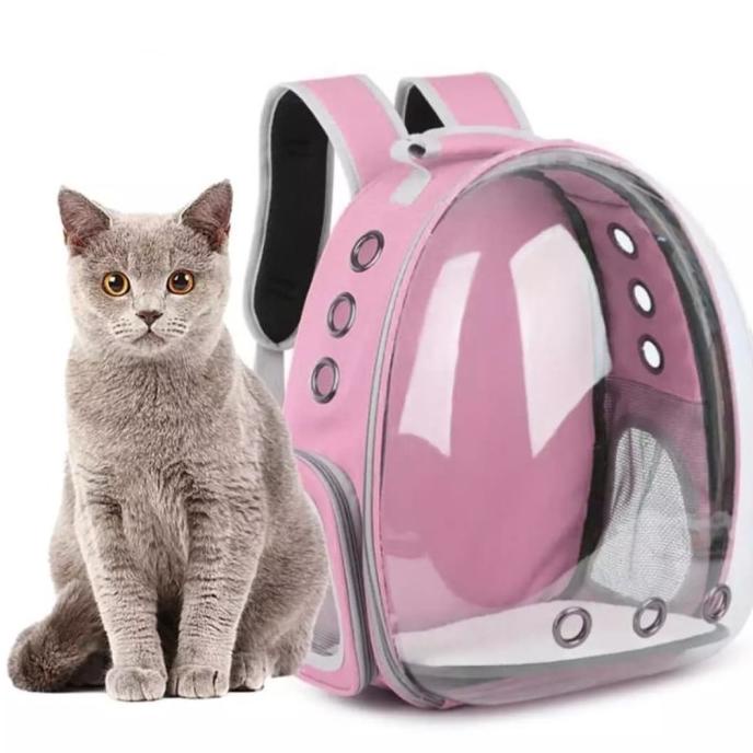 Tas Ransel Kapsul Transparan Anjing Kucing Pink inovvt90 Juara