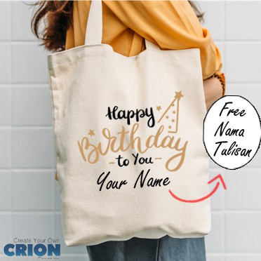 Totebag Blacu - Souvenir / Kado Ulang Tahun - Custom Nama - By Crion