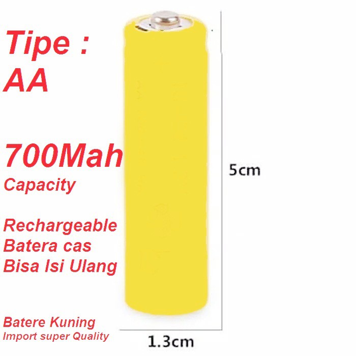 Baterai Cas AA 700mAh BIG CAPACITY Batere Charger Baterai usb A2 Batre AA 1.2v Bisa di Charge tipe