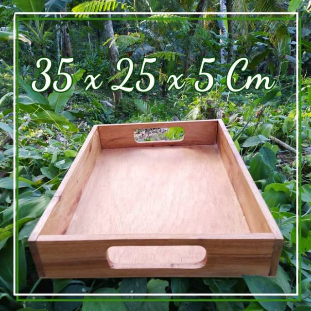 Nampan tray with handle 35x25x5 cm kotak kayu seserahan Wooden tray