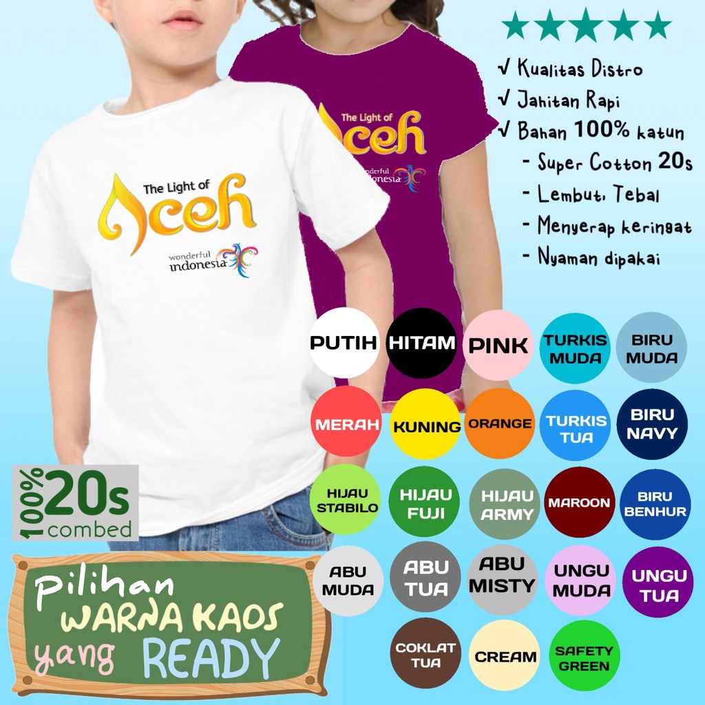 Kaos Anak Wonderful Indonesia Aceh Murah Unik Harga Grosir