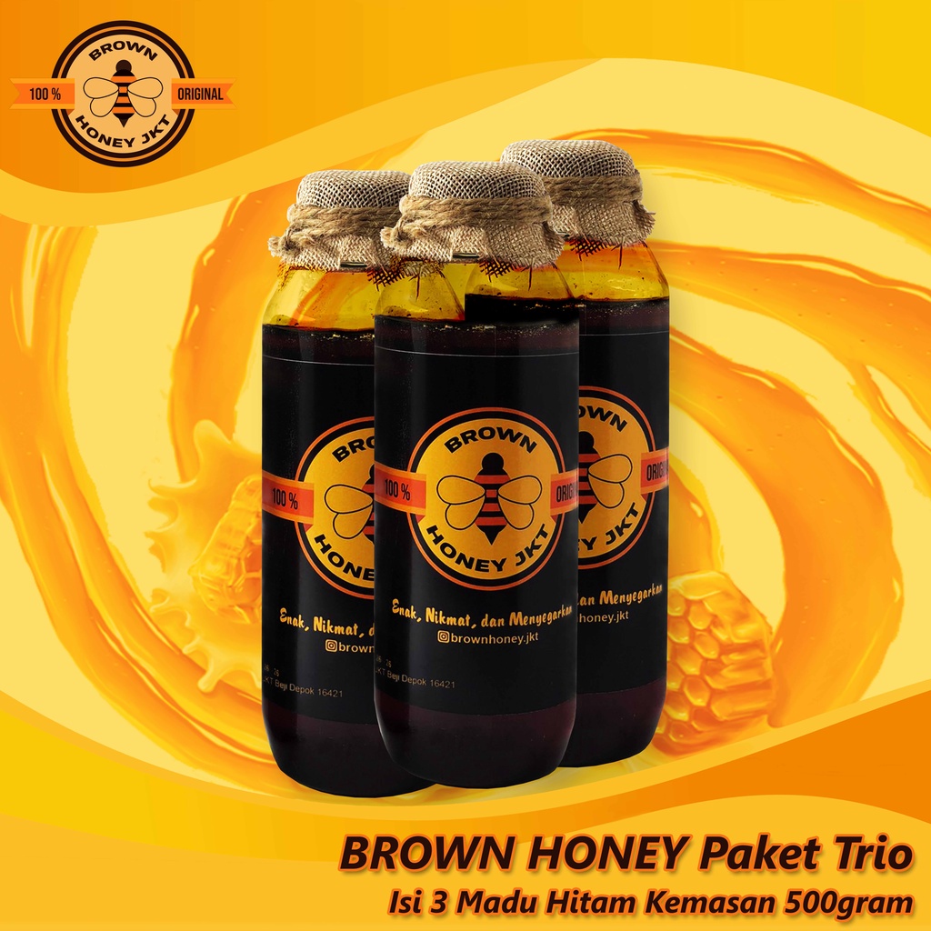 

Brown Honey Paket Trio 500gram Madu Hitam Asli 100% ORIGINAL