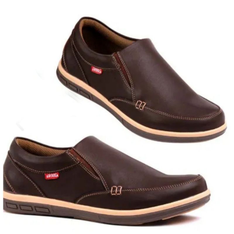 100% ASLI KULIT Sepatu J 21 ORI IMPORT Casual Kulit Kerja KantorFashion Pria-Coklat tua