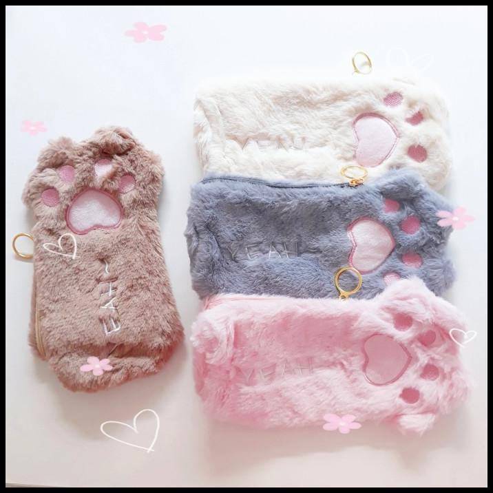 

Caramel | Cat Paw Plush Pencil Case / Kotak Tempat Pensil Bulu Kucing Lucu