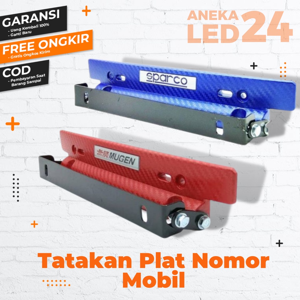 Dudukan / Tatakan Plat Nomor Mobil JDM Carbon Warna Merah Silver Biru
