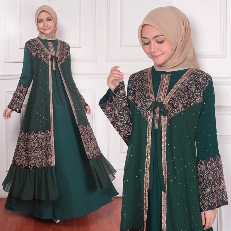 RINA BUSANA - (BUSUI) Gamis Abaya Turki Hitam Mewah -Gamis Abaya Ori Terbaru 2021 - Abaya Turky Hita